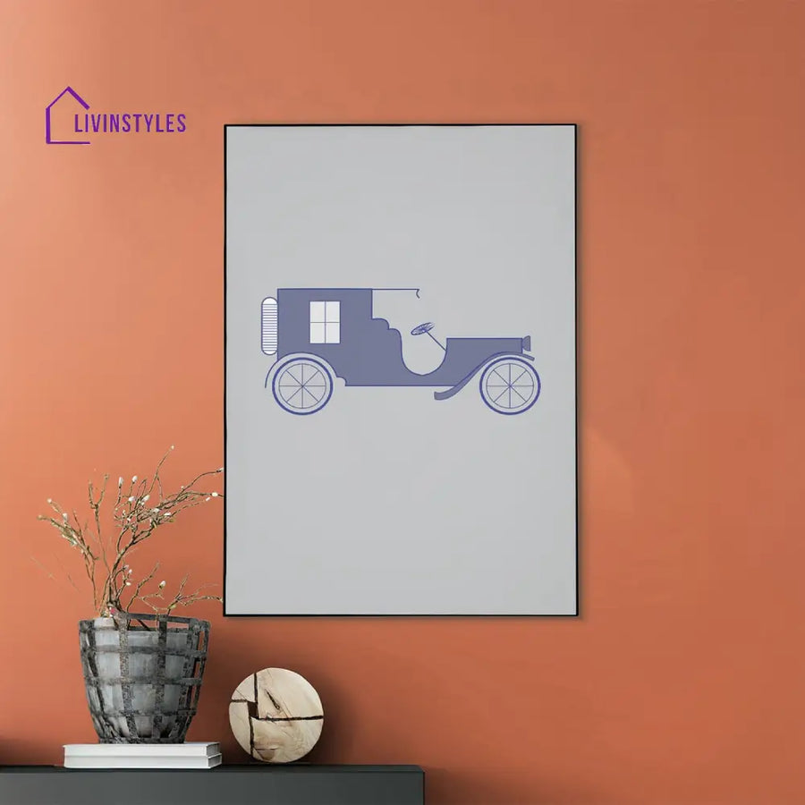 Purple Vintage Car Abstract Canvas Art Printed Wall Painting