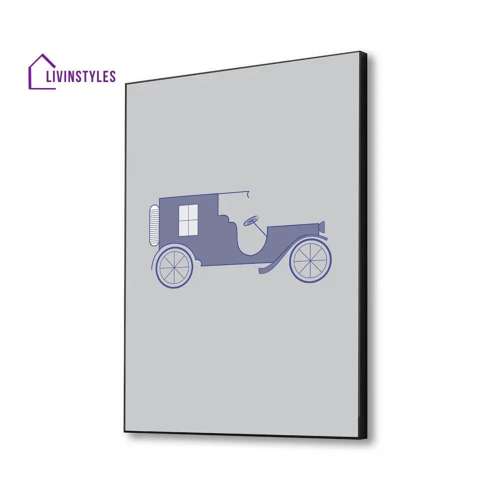 Purple Vintage Car Abstract Canvas Art Printed Wall Painting 16 X 20 Inch / Black Floating Frame