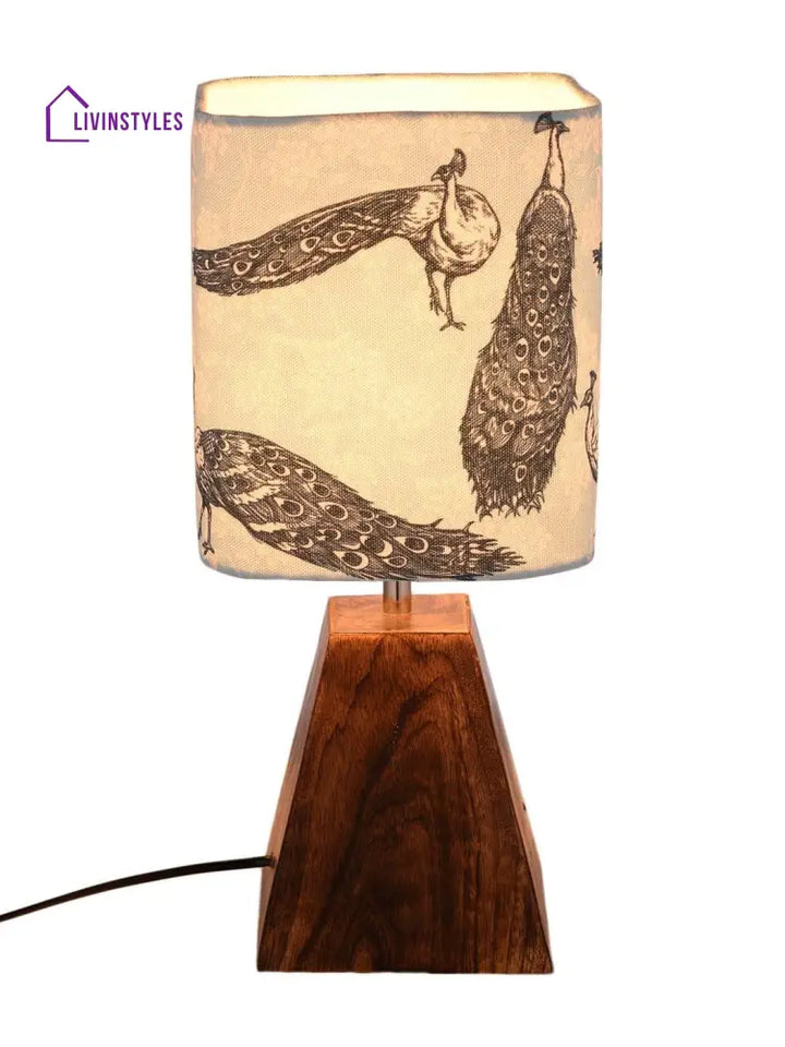 Pyramid Peacock Print Lamp