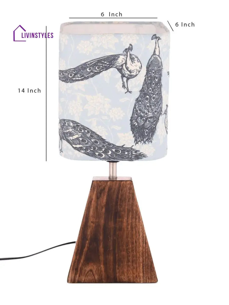 Pyramid Peacock Print Lamp