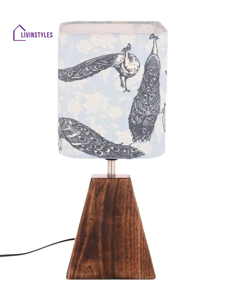 Pyramid Peacock Print Lamp