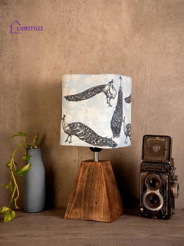 Pyramid Peacock Print Lamp