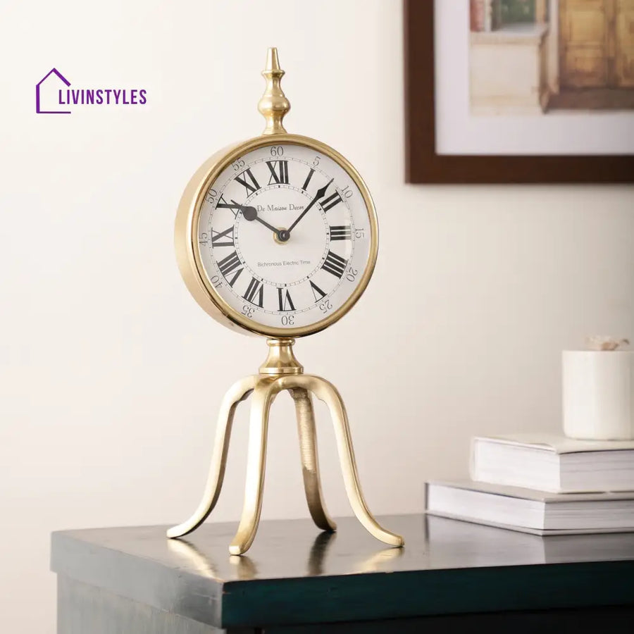 Quad Stand Clock In Gold Table Clock