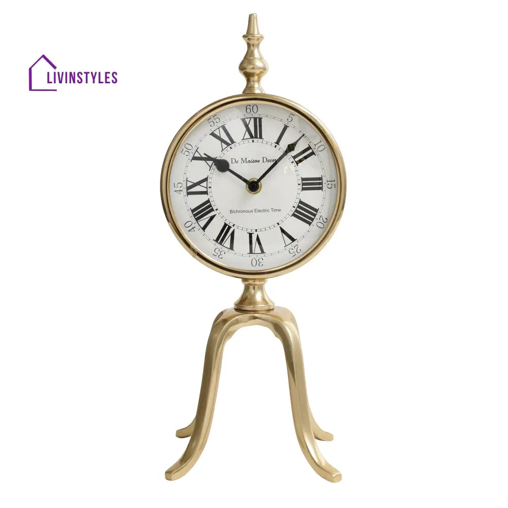 Quad Stand Clock In Gold Table Clock