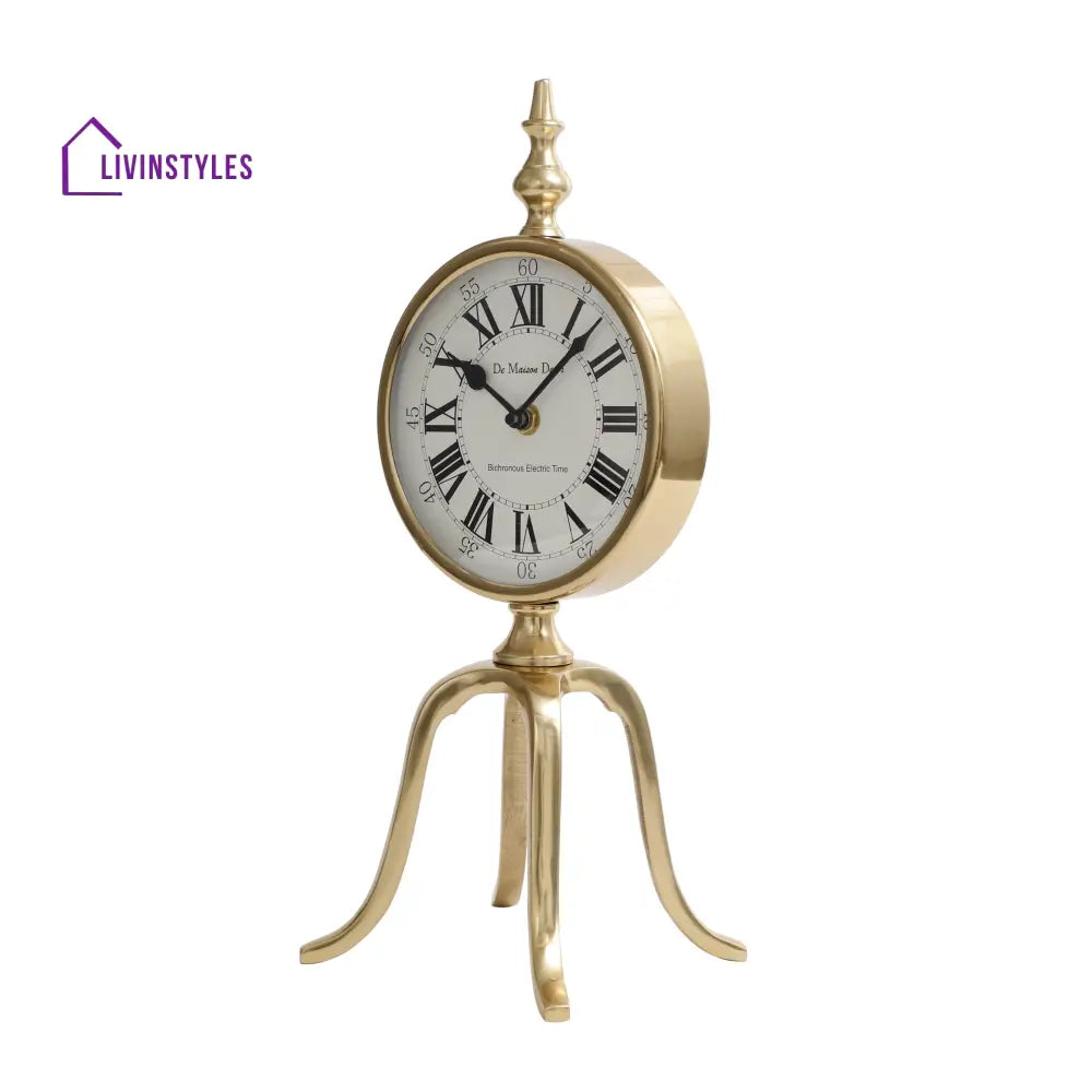 Quad Stand Clock In Gold Table Clock