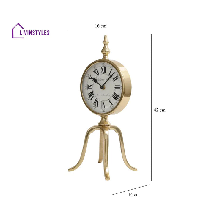 Quad Stand Clock In Gold Table Clock