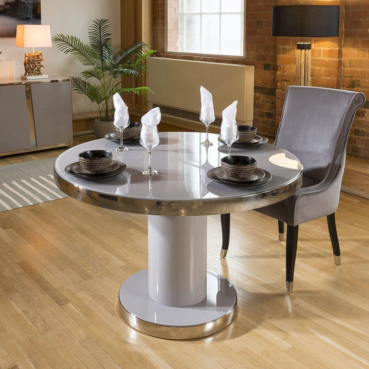 Yuliya 4 Seater Round Dining Set Grey Mustard