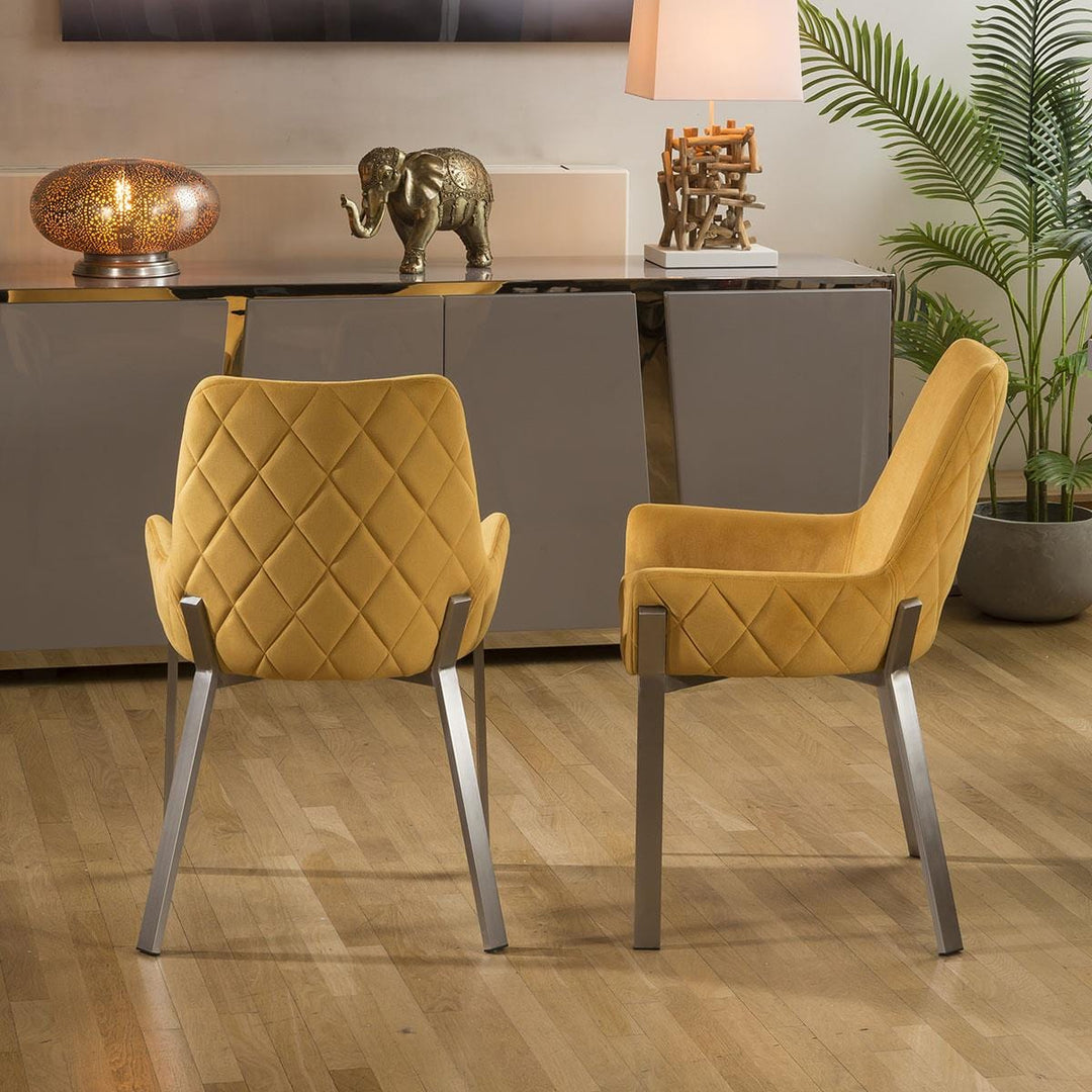 Yuliya 4 Seater Round Dining Set Grey Mustard