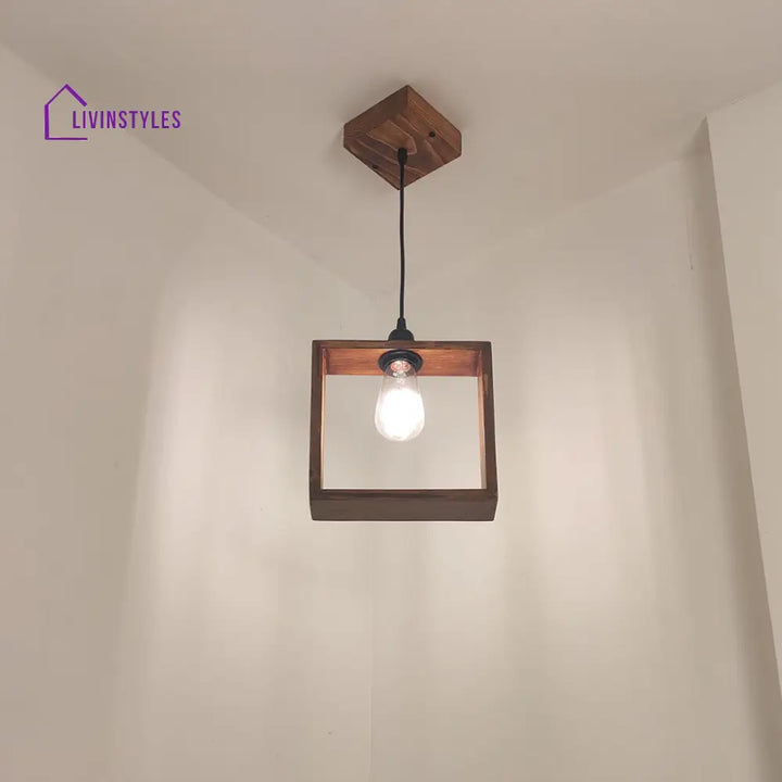 Quattro Brown Wooden Single Hanging Lamp Lamps