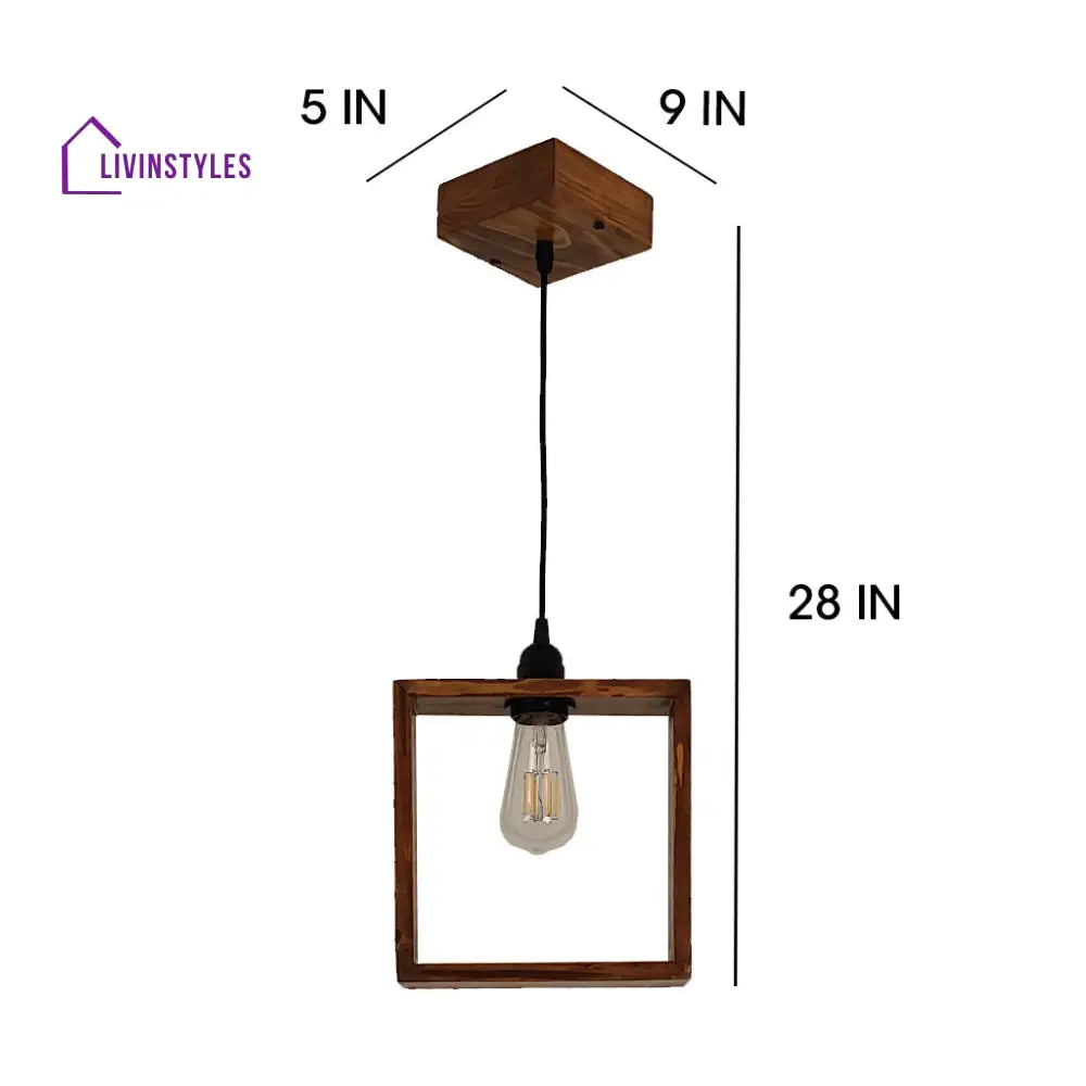 Quattro Brown Wooden Single Hanging Lamp Lamps