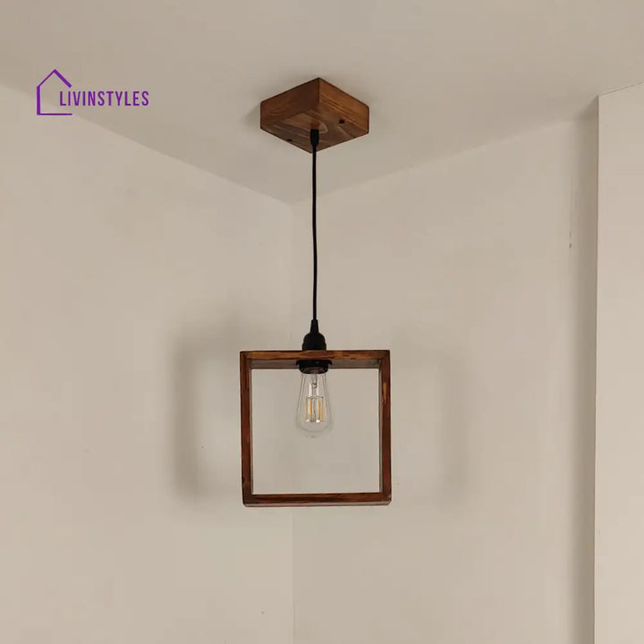 Quattro Brown Wooden Single Hanging Lamp Lamps