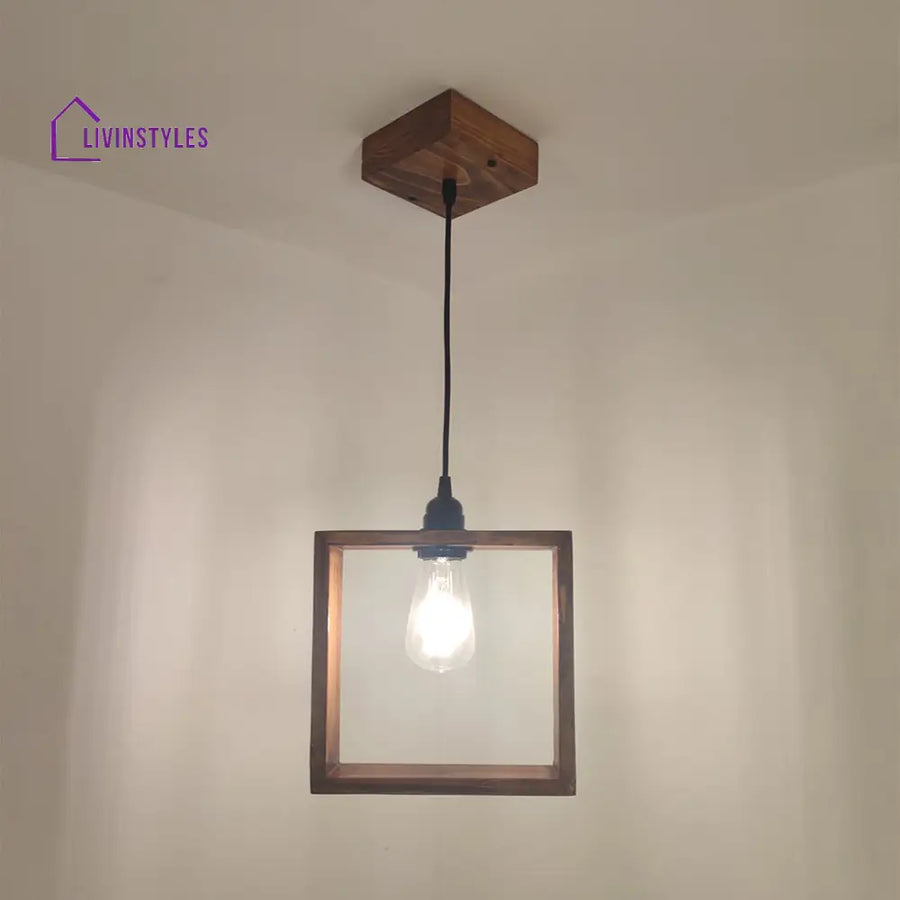 Quattro Brown Wooden Single Hanging Lamp Lamps