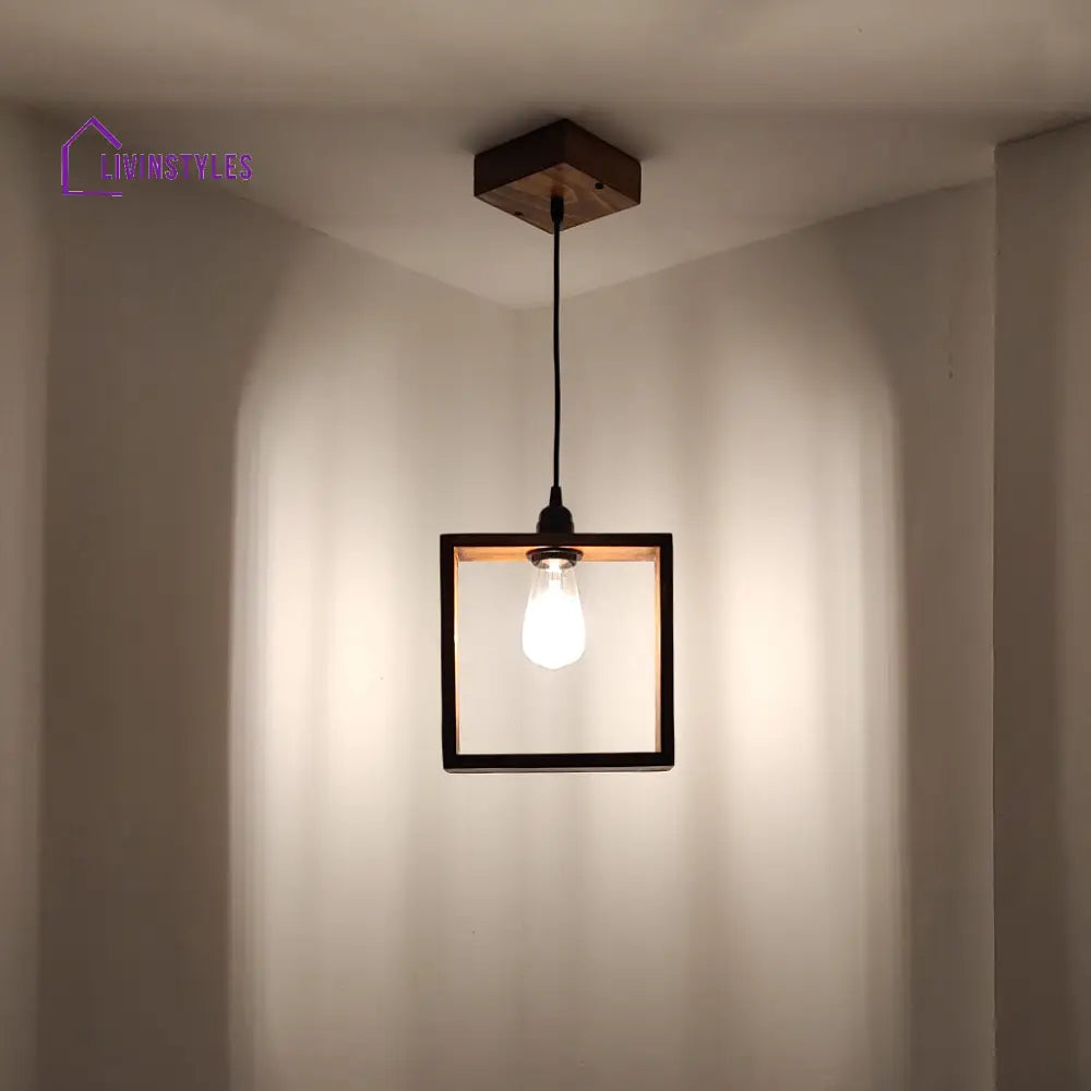 Quattro Brown Wooden Single Hanging Lamp Lamps