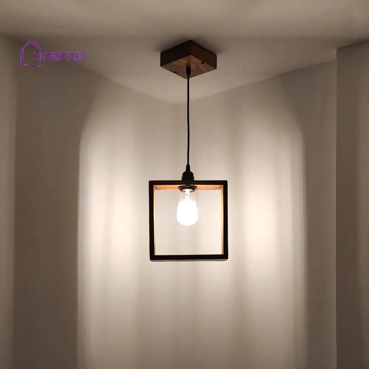 Quattro Brown Wooden Single Hanging Lamp Lamps