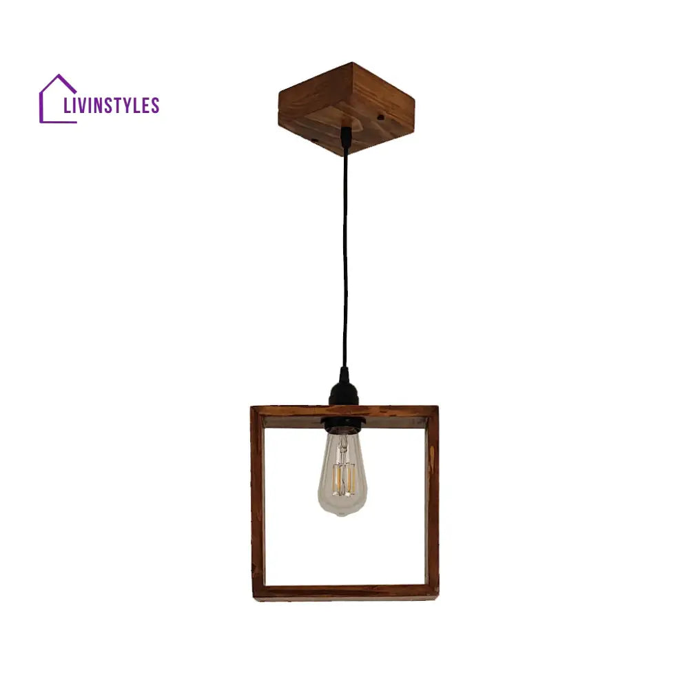 Quattro Brown Wooden Single Hanging Lamp Lamps