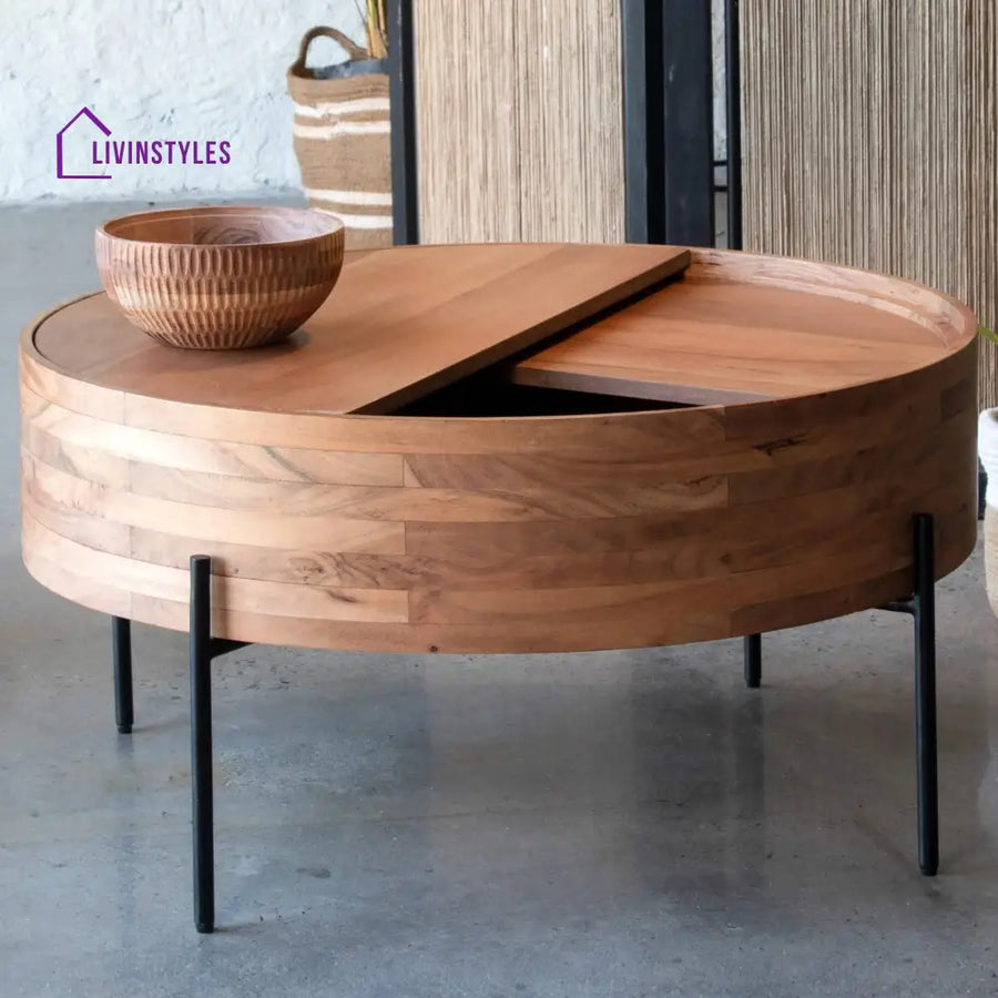 Queen Unique Wooden Coffee Table | Drum Shape Multipurpose Table For Home Coffee Table