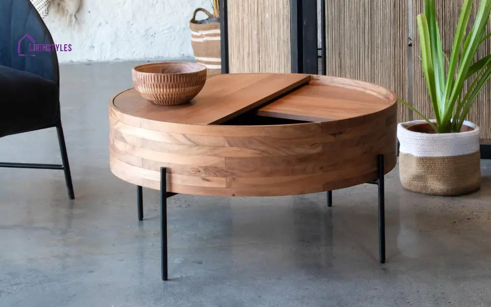 Queen Unique Wooden Coffee Table | Drum Shape Multipurpose Table For Home Coffee Table