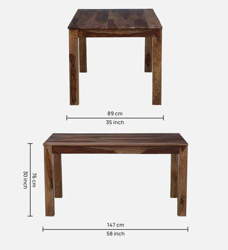 Lattice Sheesham Wood 6 Seater Dining Set In Rustic Teak Finish