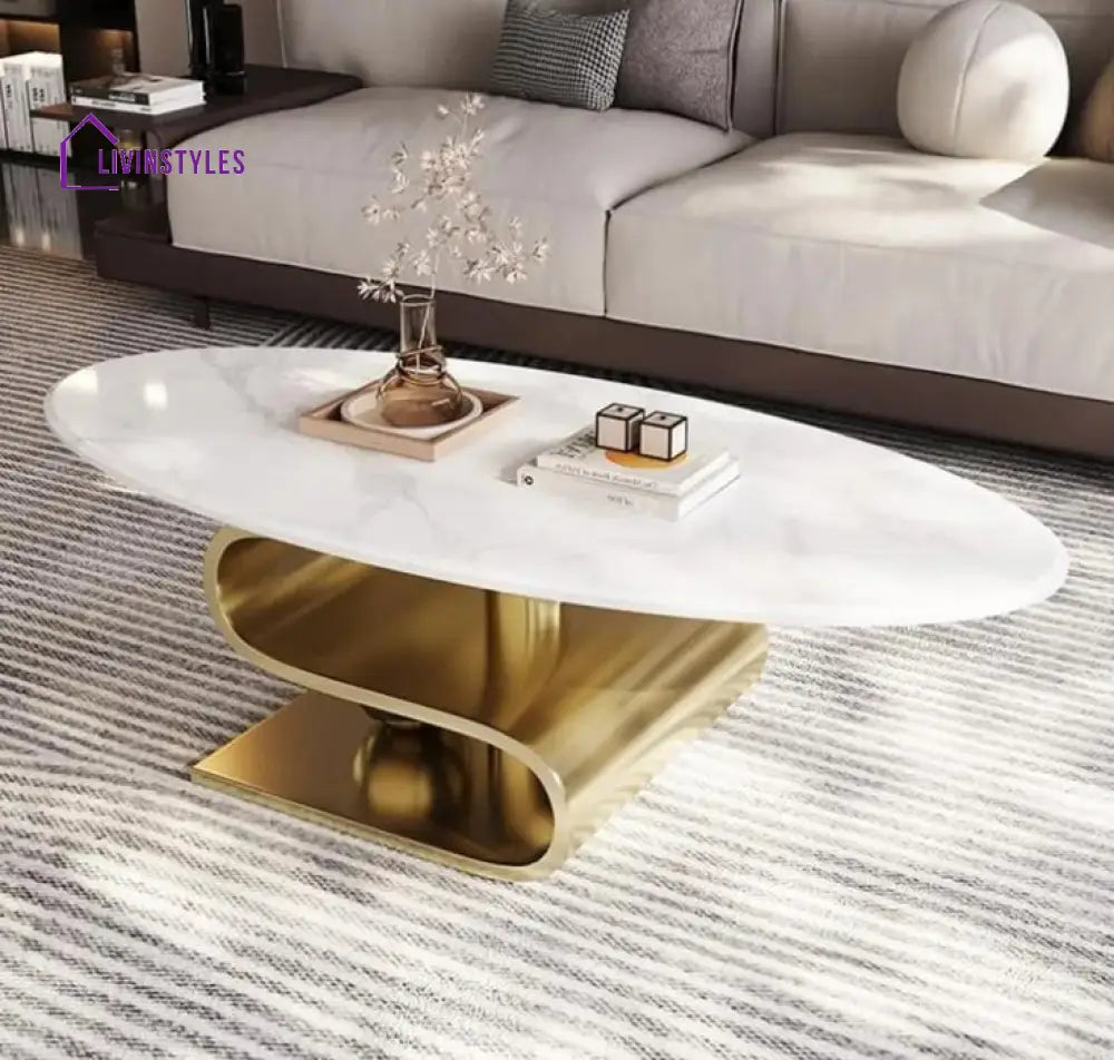 Rachana Stainless Steel Pvd Coated Coffee Table With Marble Top