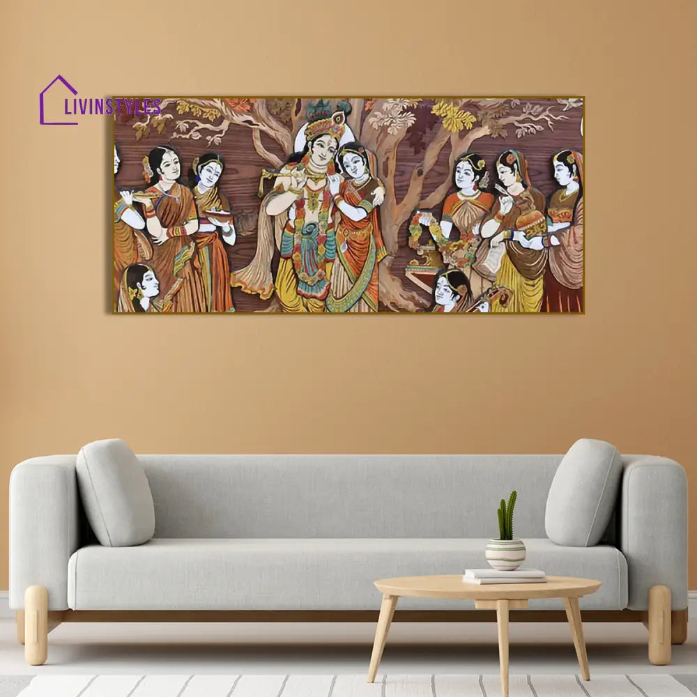 Radha Krishna Rasleela Large Canvas Wall Painting