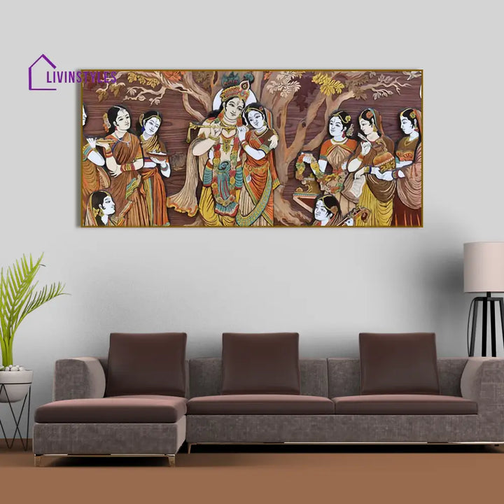 Radha Krishna Rasleela Large Canvas Wall Painting