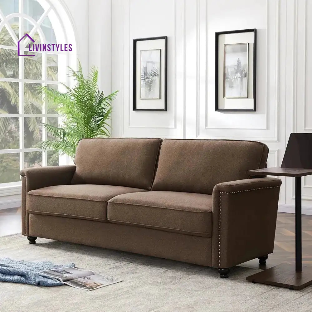 Radhika 3 Seater Sofa In Brown Colour