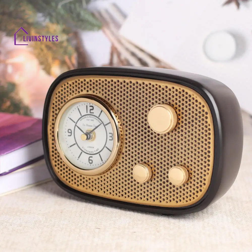 Radio Wave Table Clock In Black Frame