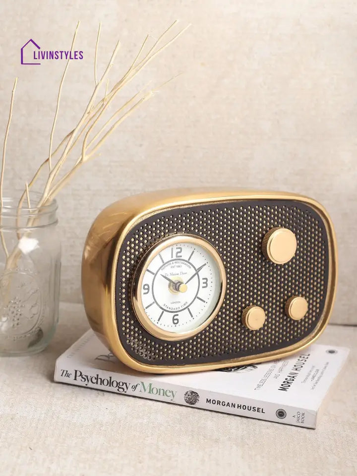 Radio Wave Table Clock In Gold Frame