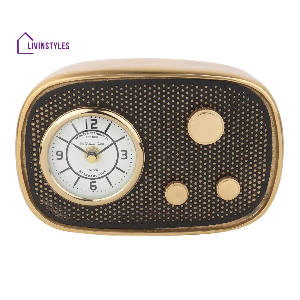 Radio Wave Table Clock In Gold Frame