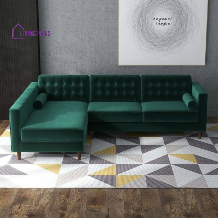 Raghav Green L Shaped Sofa For Living Room