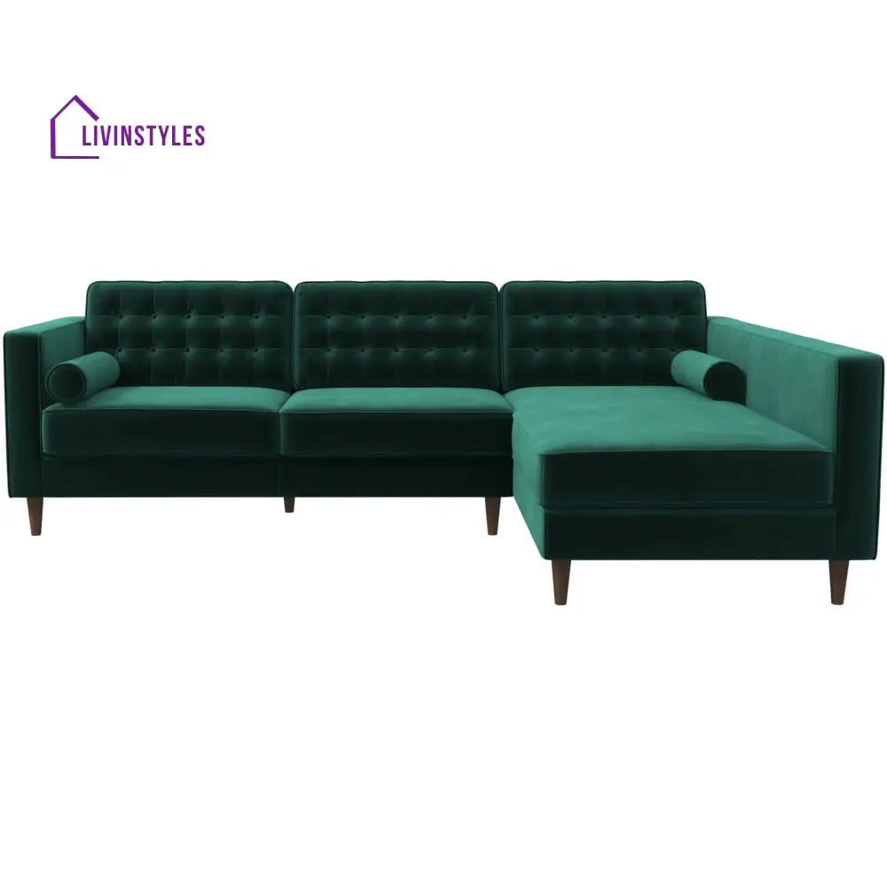 Raghav Green L Shaped Sofa For Living Room