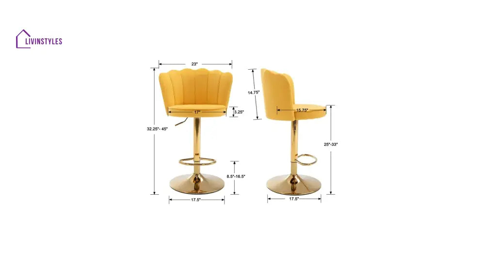 Rahul Yellow Color Avidan Bar Stool