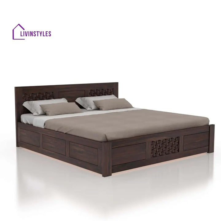 Raj Solid Sheesham Wood Full Box Storage Bed - 1 Year Warranty