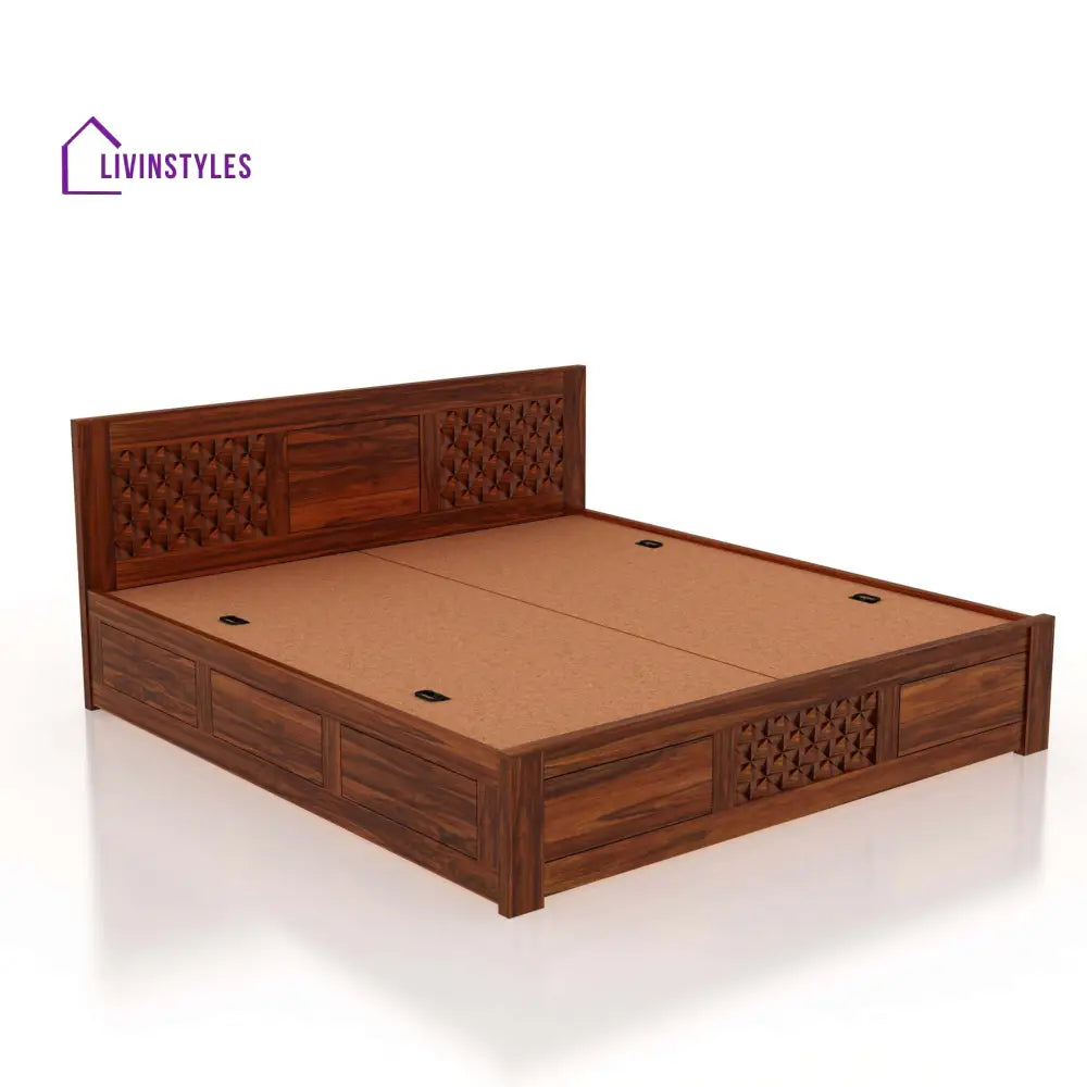 Raj Solid Sheesham Wood Full Box Storage Bed - 1 Year Warranty