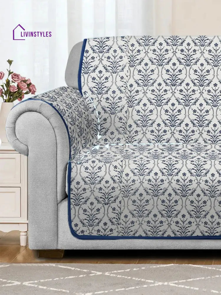 Rajasthan Decor Screen Print Quilted Floral 3 Seater Sofa Cover