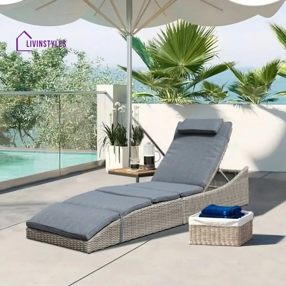 Rajesh Adjustable Outdoor Wicker Reclining Chaise Lounge With Cushion