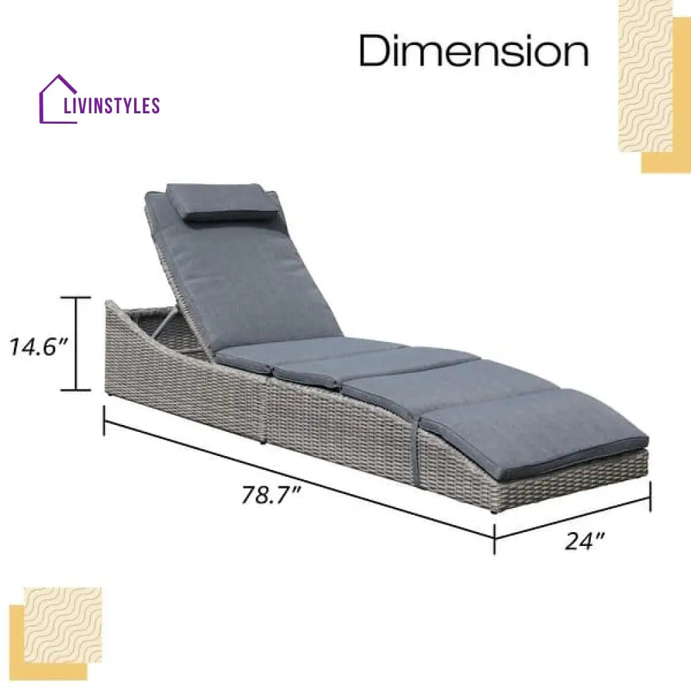 Rajesh Adjustable Outdoor Wicker Reclining Chaise Lounge With Cushion