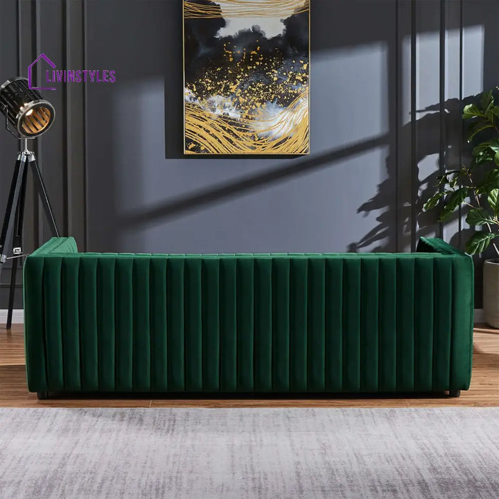 Rajiv Dark Green Three Seater Sofa For Living Room