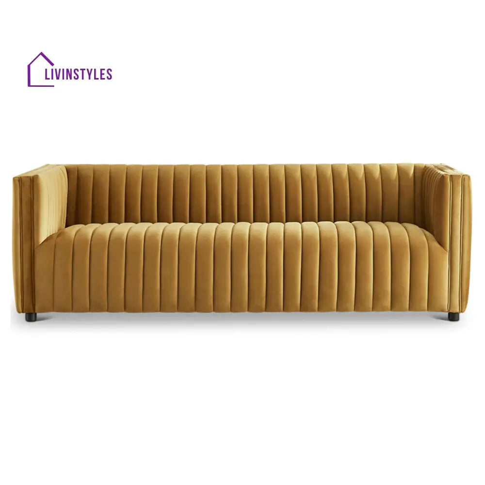 Rajiv Yellow Gold Three Seater Sofa For Living Room (Copy)