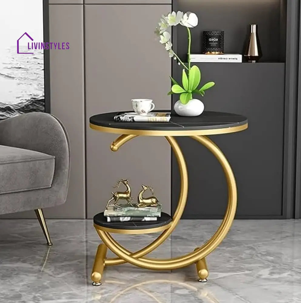 Raman Round Marble Side Table For Living Room