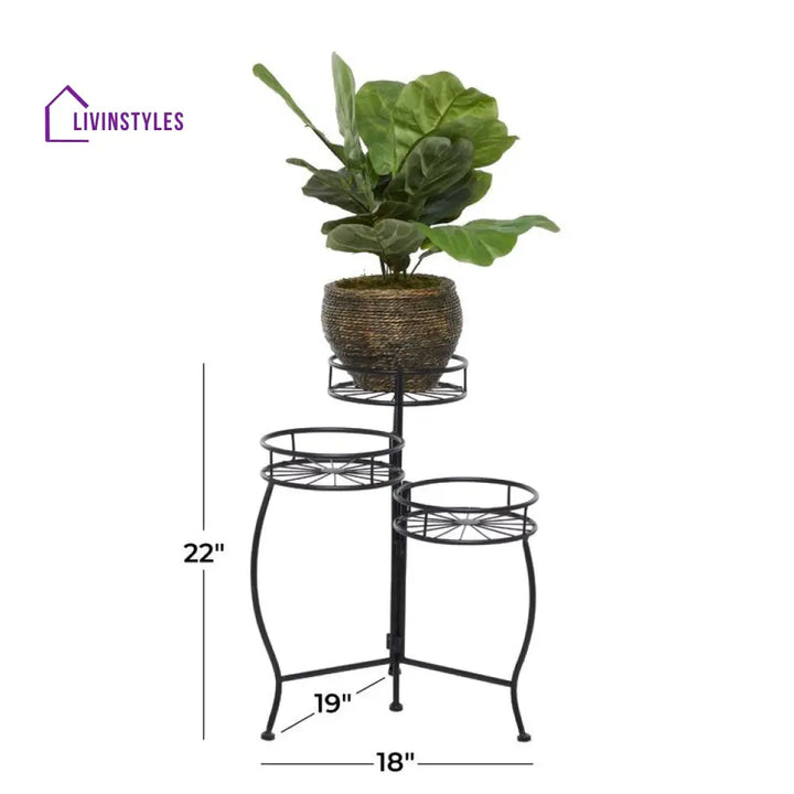 Rashi Metal Black Plant Stand For Balcony