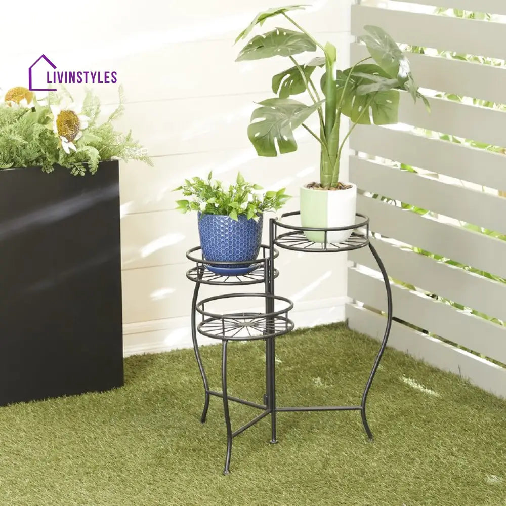 Rashi Metal Black Plant Stand For Balcony