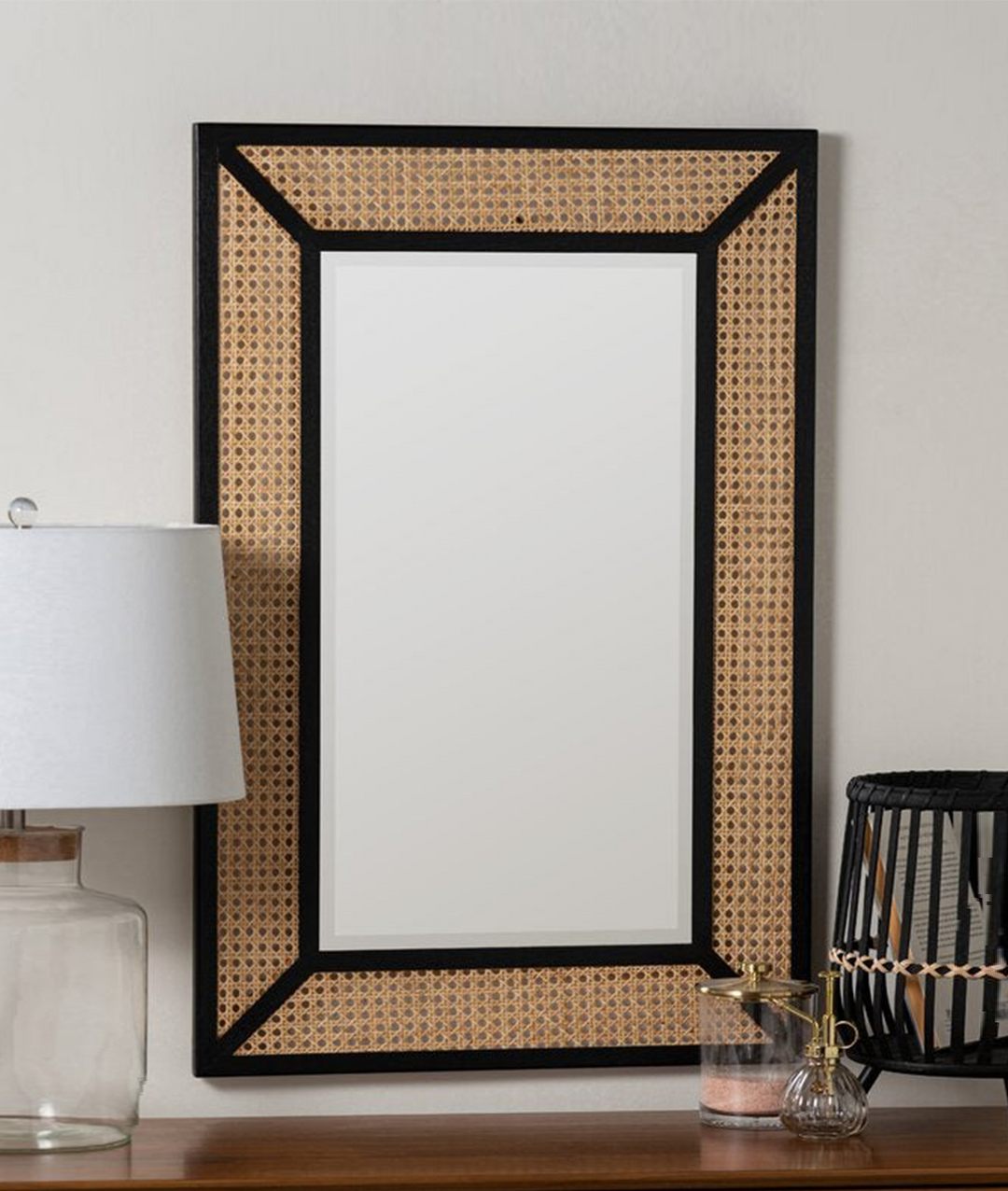 Alla Rattan Mirror in Solid Wood