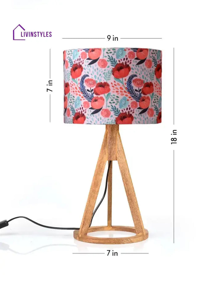 Red Roses Trio Wooden Lamp