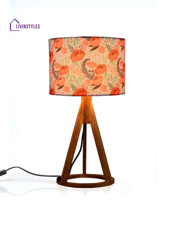 Red Roses Trio Wooden Lamp