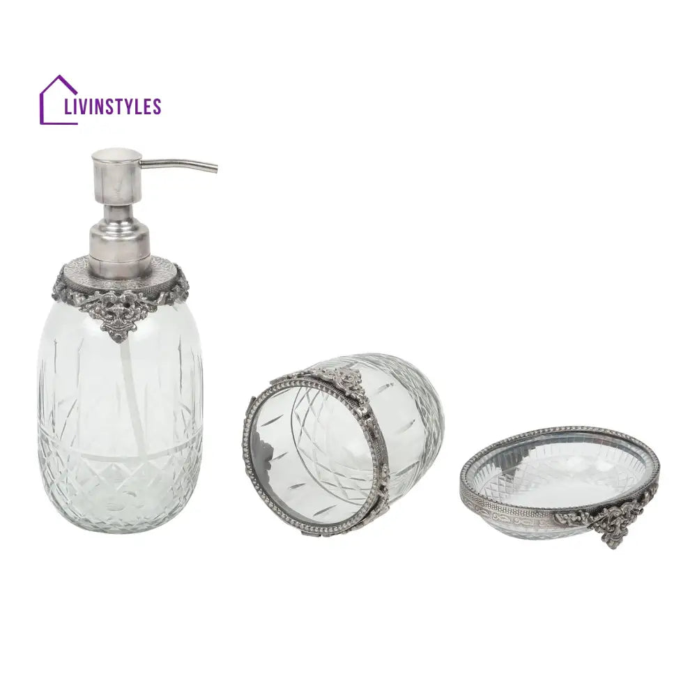 Regal Brass Accents Bathroom Set In Antique Silver Finish