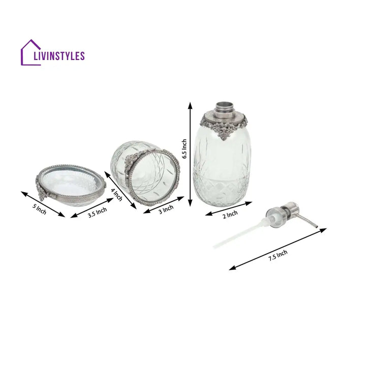 Regal Brass Accents Bathroom Set In Antique Silver Finish