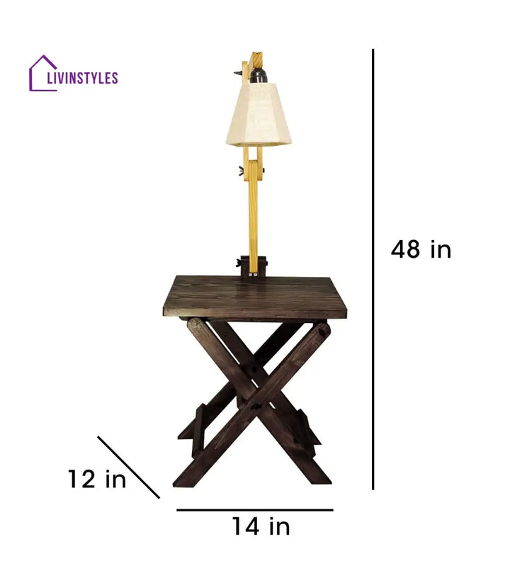 Regis Wooden Floor Lamp With Brown Base And Jute Fabric Lampshade Lamps