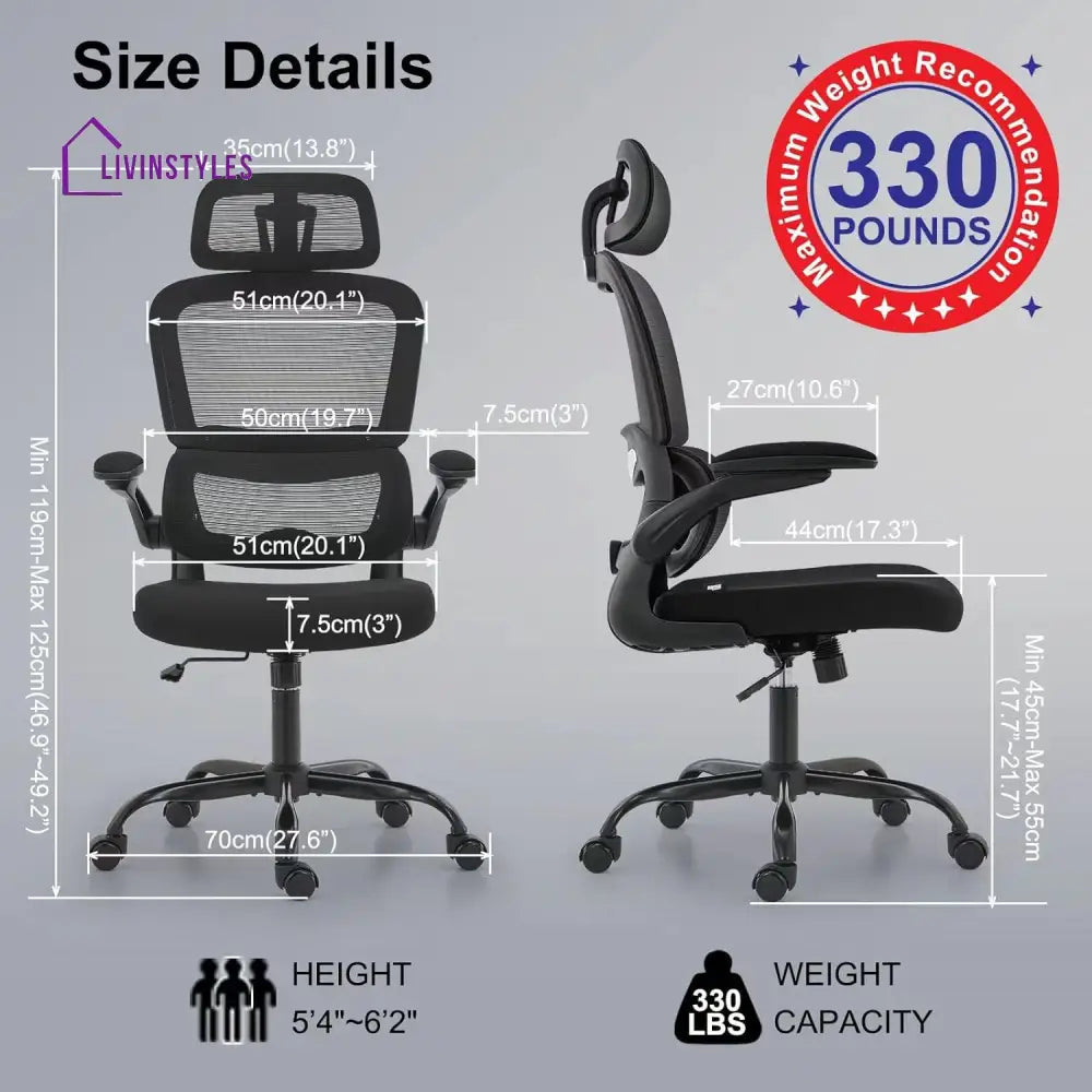 Renu Ergonomic Office Chair For Work From Home High Back Computer With Adjustable Seat