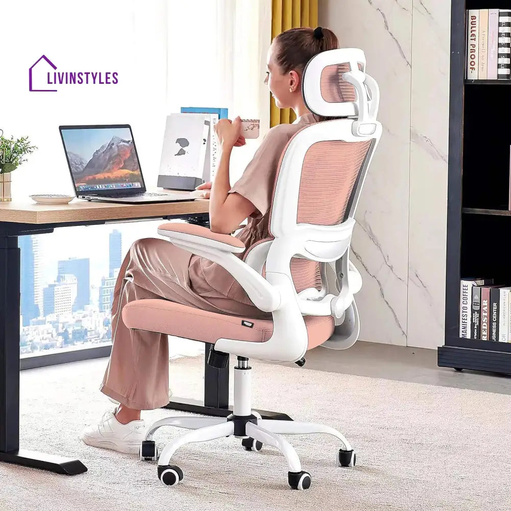 Renu Ergonomic Office Chair For Work From Home High Back Computer With Adjustable Seat Pink